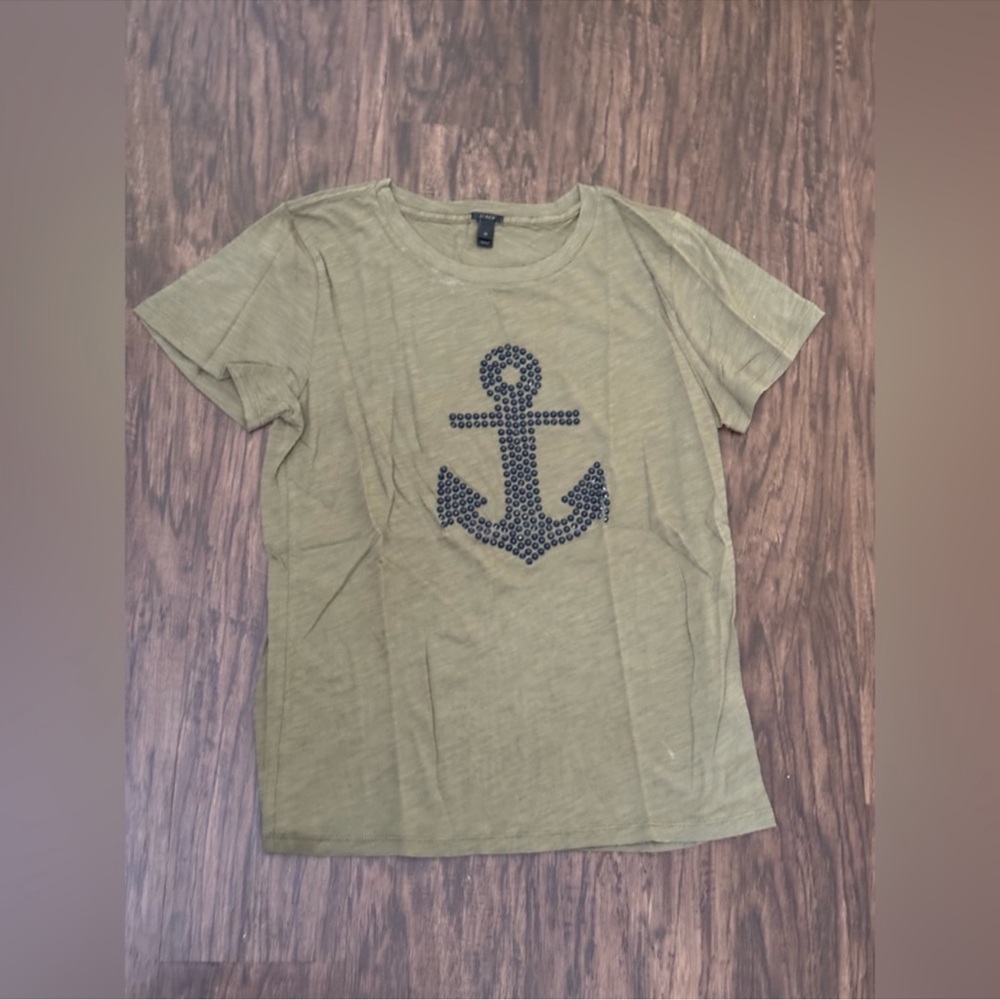 J. Crew Olive Green Anchor Tee